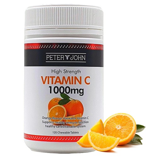 피터앤존 비타민C 1000mg 120정 오렌지맛 씹어먹는 Vitamin 아스코르브산